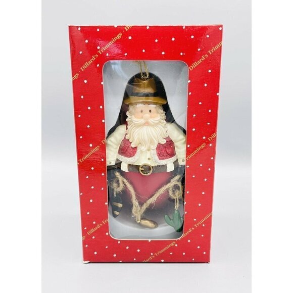 Vintage Dillard's Trimmings Cowboy Santa Christmas Ornament Sheriff Hat Bulb - Picture 1 of 6